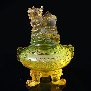 一甲镇财吉宏琉璃摆件易明居2021财象高升上金多宝金狮 一甲镇财七