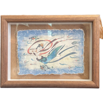 nsyca   敦煌文创墙皮画莫高窟壁画飞天泥板画装饰画泥皮画纪念品7寸