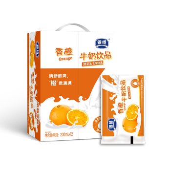银桥酸牛奶益生菌饮品  营养早餐奶袋装 香橙味(散装12袋)