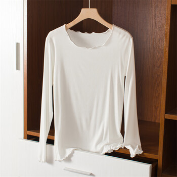 长袖莫代尔内搭百搭修身大码上衣秋冬季保暖打底衣衬衣女式女士白色xl