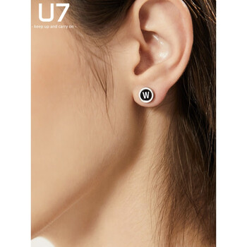 U7 英文字母耳钉女冷淡风情侣耳环定制名字圆牌耳饰年新款潮男s Y Z 拍下留言字母 否则随机发 图片价格品牌报价 京东