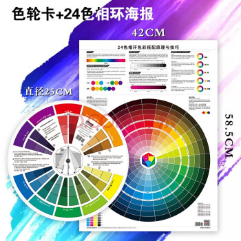 色轮卡24色相环海报套装中文版色彩搭配调色配色知识油漆调色比例卡色盘卡色轮表调色原理色环图色相环色环