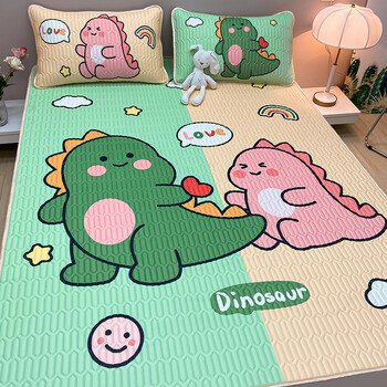 夏季大版卡通乳胶冰丝凉席三件套宿舍儿童可水洗可折叠空调软席子lx