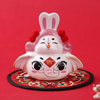 恒愎兔爷2023国潮兔年吉祥物北京旅游纪念品特色兔爷手工艺骑白象
