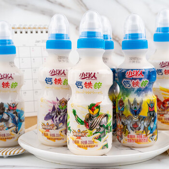 恒愎小洋人铠甲勇士钙铁锌乳酸菌饮料品早餐牛奶草莓味12瓶白桃味24瓶