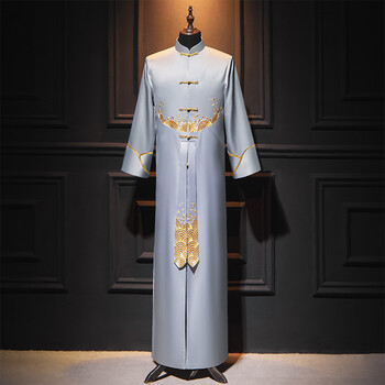 韦琳乐相声大褂加肥复古唐装马褂长衫兄弟团民国大码创意演出礼服男装