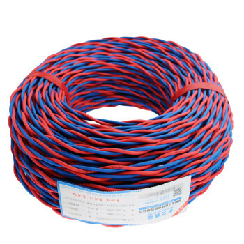 永久电缆 花线ZR/RVS2*1.5/0.75/1/0.5/2.5平方双绞线 铜芯软线 阻燃 RVS 2*1.5平方-红色/蓝色 50 米