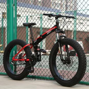 粗轮胎自行车沙滩车自行车202426寸双碟刹减震越野山地自行车雪地沙滩