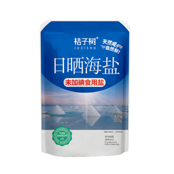 JUZISHU桔子树 未加碘日晒海盐 不添加抗结剂 食盐 不加碘食用盐 320g