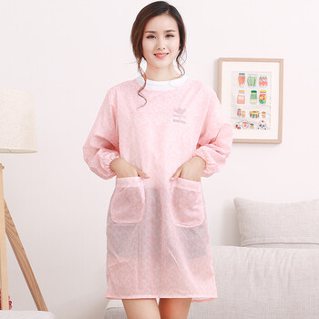 鹿色夏季韩版时尚围裙清洁厨房长袖防水围腰围裙罩衣女士工作服批定制