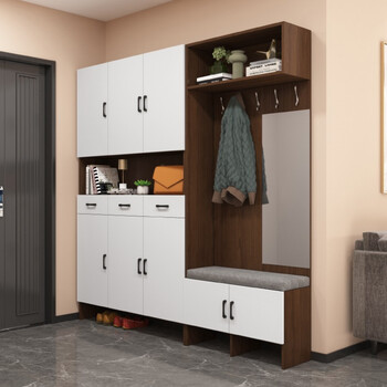 映福家用门口鞋柜现代简约玄关柜组合入户门厅柜定制换鞋凳一体隔断多