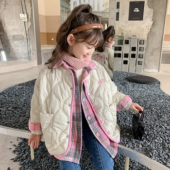 史努比女童棉衣外套冬装2023新款儿童加厚羽绒棉服小女孩冬季棉袄上衣