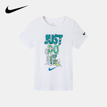 nike耐克童装男女童短袖t恤2022夏季儿童短t上衣纯白色11051105