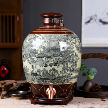 景德镇陶瓷泡酒坛子酿酒缸10斤20斤30斤50斤仿古酒瓶家用密封酒壶tt95