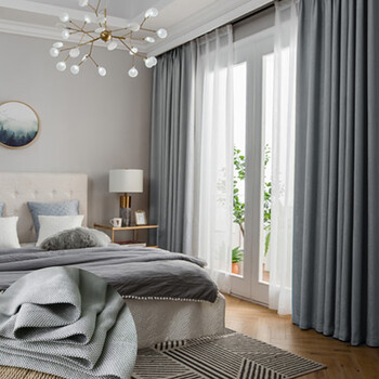 窗帘加厚全遮光纯色棉麻简约现代布料亚麻客厅卧室定制成品窗帘宸巅