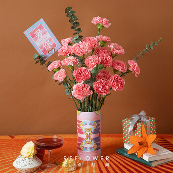 花点时间母亲节康乃馨鲜花送妈妈送长辈鲜花速递礼物粉色康乃馨花束 枝含花瓶定制包装5月9日收花 母亲节当天 图片价格品牌报价 京东