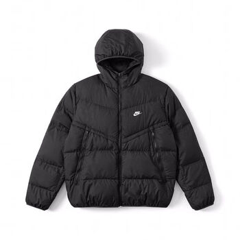 耐克棉衣男潮牌男子连帽外套保暖短款休闲夹克羽绒棉服男黑色m