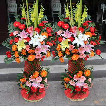 七夕恋合肥双层开业花篮同城鲜花速递配送气球三脚架开张庆典乔迁商务