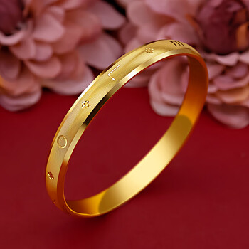 森洛诗珠宝 18k手镯女实心love英文四叶草手环金手镯 60#20克-love