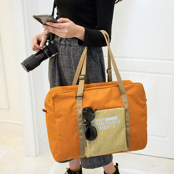 大容量可折叠旅行包旅行袋行李包行李袋女短途拉杆包手提包桔色大