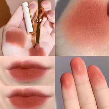 奶茶~可爱羊皮小细跟口红不掉色唇泥显白南瓜脏橘棕色 01#铁锈棕橘色