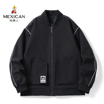 稻草人男士外套夹克2023春秋新款纯色简约时尚潮流个性百搭帅气上衣