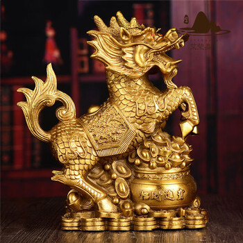 艾莹嘉 纯铜麒麟摆件招财升官送福子旺家运家居饰品摆件 单只元宝款