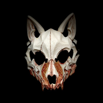 面具下半脸 日本作家倉戸みと鵺cos猛虎夜叉面具半脸二次元装扮道具