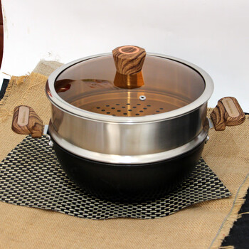 ges家用双耳炒菜锅无涂层加厚加深东北铁炖肉炖菜锅涮火锅精铁炒锅小