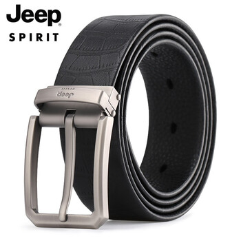 jeep吉普皮带男士头层牛皮腰带商务休闲针扣裤腰带礼盒包装品牌皮带