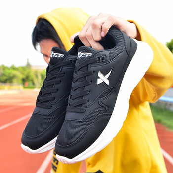 特步xtep男鞋运动鞋子男春季网面鞋减震白色跑鞋防滑鞋透气休x01黑色