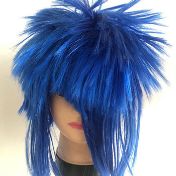 杀马特假发葬爱家族假发非主流男爆炸头女表演道具头套搞怪沙雕深蓝色