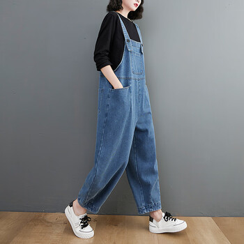 尺帛初中生女生夏天背带裤高中学生青少女孩牛仔背带裤秋宽松长显瘦