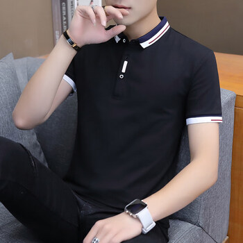 61优衣库69yqk官方旗舰店2024夏季polo衫男款翻领休闲短袖黑色m