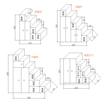 式储物柜多功能实木楼梯复式阁楼梯子衣柜式楼梯台阶梯子 如首图尺寸