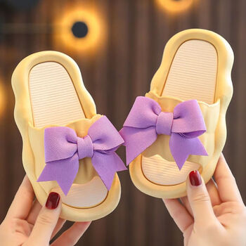 泊成筱儿童拖鞋夏季女童公主蝴蝶结中小童防滑软底外穿时尚潮流凉拖紫