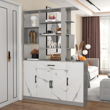 裕隆欣客厅隔断柜轻奢入户门玄关柜鞋柜一体双面酒柜摆件展示柜储物柜