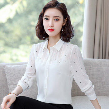 炫美印记雪纺衬衫女长袖2021秋季新款韩版时尚宽松波点上衣气质百搭