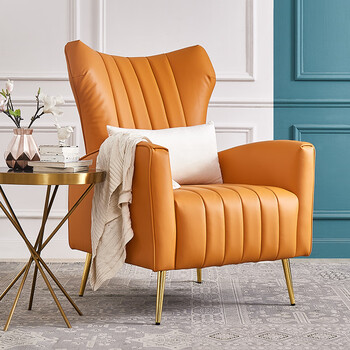 美式轻奢沙发德家皮老虎椅子现代休闲单人小户型客厅家用皮艺单椅老虎