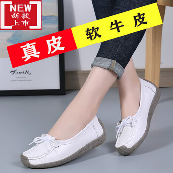犀牛贵宾真皮女士皮鞋软皮软底妈妈豆豆鞋牛筋底老北京布鞋女夏镂空