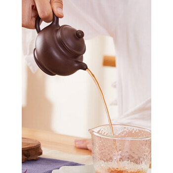 宜兴紫砂壶名家全手工纯泡茶壶茶具国国工万俊峰老紫泥掇只壶潘壶