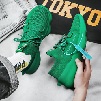 claw money鲨鱼尾飞织鞋梵斯椰子鞋休闲运动潮鞋 绿色 39