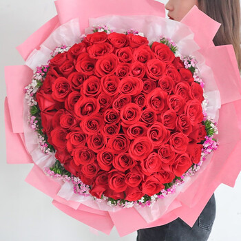 99朵红玫瑰花束-粉色系
