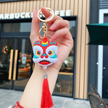 葵老板狮子中国风创意吉祥醒狮钥匙扣挂件舞狮流苏汽车钥匙挂饰新年