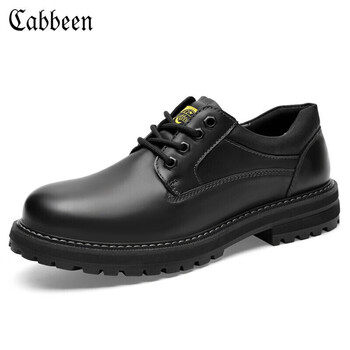 卡宾皮鞋男牛皮英伦风大头鞋男潮工装马丁鞋3213204025黑色40