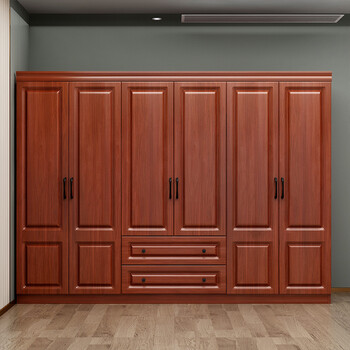 淘尚居实木芯生态板衣柜卧室平开门23456门白色储物柜梳妆台带顶柜