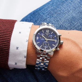 天梭(tissot)瑞士手表 1853骏驰200系列计时码运动石英男士腕表 钢带