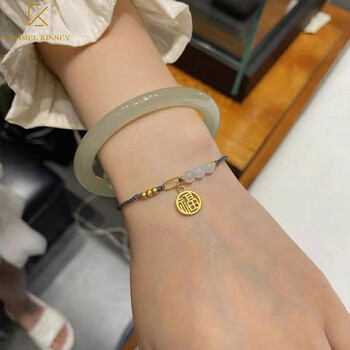 CHOMEL KINSEY仿和田玉平替玉手镯女晴水美少女细圆条玉镯送女友情人节七夕礼物 青白玉55-56建议90-105斤