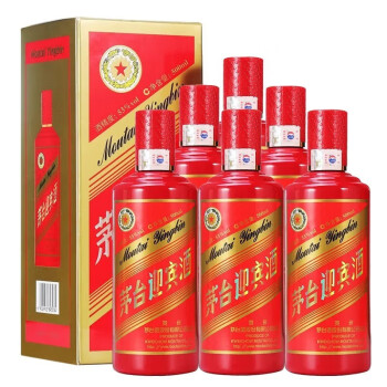茅台53茅台迎宾酒中国红酱香型白酒2018年代500ml6瓶整箱装