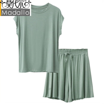 HKZL睡衣睡裤女夏季莫代尔薄款短袖女士宽松短裤家居服两件套装夏天 绿色两件套 2XL(建议体重130-150斤)